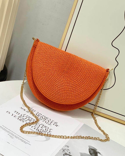 Semicircle Braided Small Fragrant Chain Straw Bag