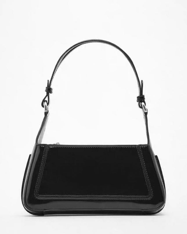 Square Faux Patent Finished Shoulder Bag