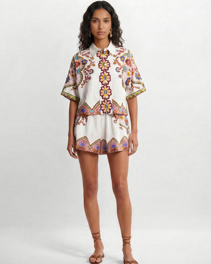 Bohemian Floral Print Two-Piece Set