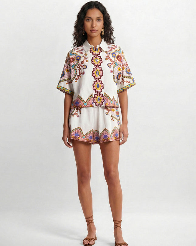 Bohemian Floral Print Two-Piece Set