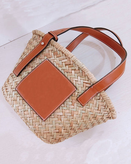 Mitsubishi Straw Bias Shoulder Bags