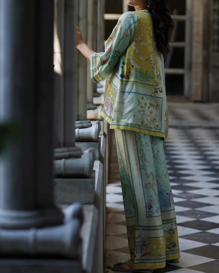 Vintage Map Print Satin Two-Piece Set