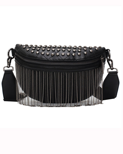 Studded Tassel Crossbody Belt Bag