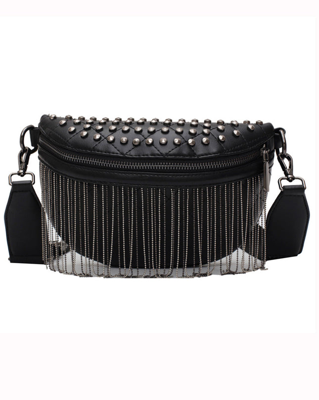 Studded Tassel Crossbody Belt Bag