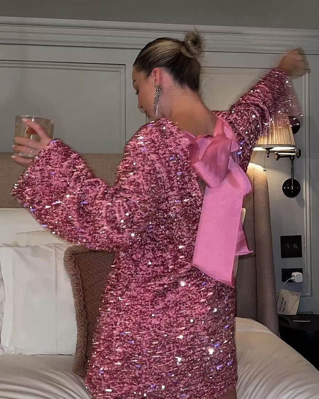 Sequined Tie-back Dress