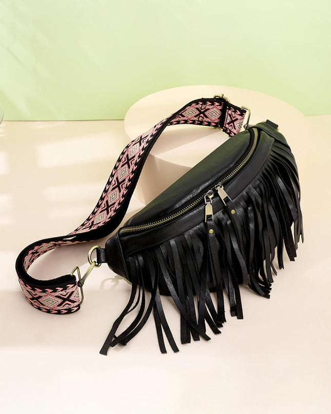 Vintage Totem Shoulder Strap Tassel Hobo Bag
