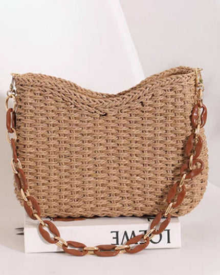Square Chain Straw Bag