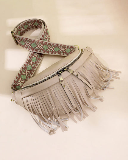 Vintage Totem Shoulder Strap Tassel Hobo Bag
