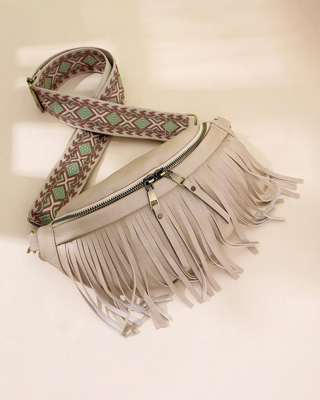 Vintage Totem Shoulder Strap Tassel Hobo Bag