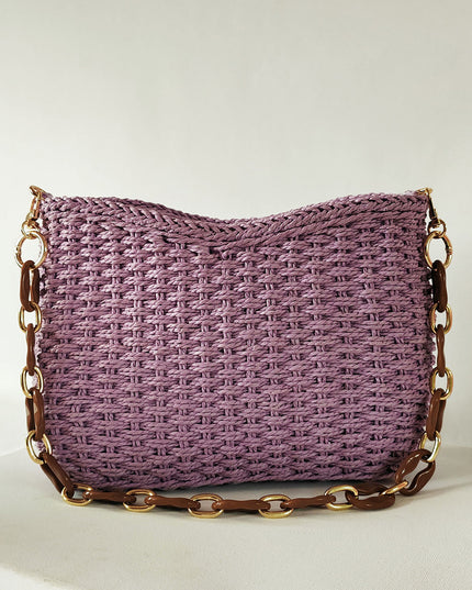 Square Chain Straw Bag
