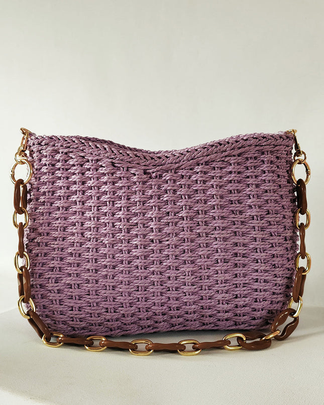 Square Chain Straw Bag