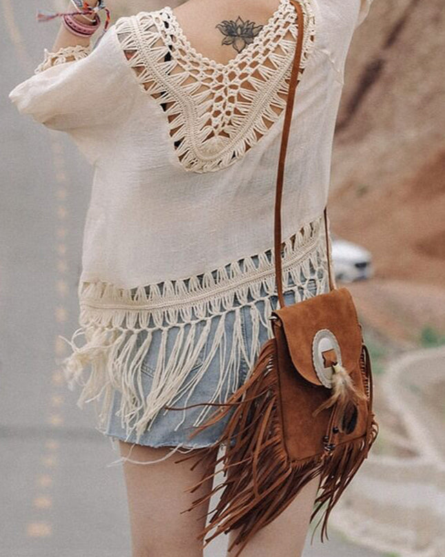 Western Crossbody Bag With Fringe