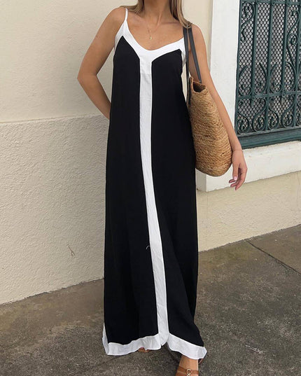 Colorblock Suspender Midi Dress