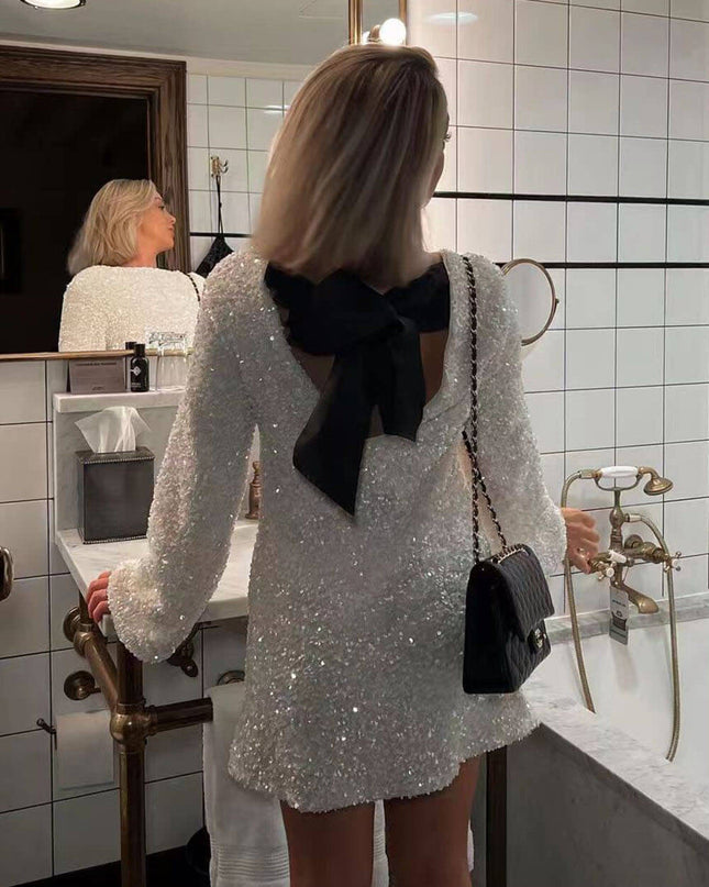 Sequined Tie-back Dress