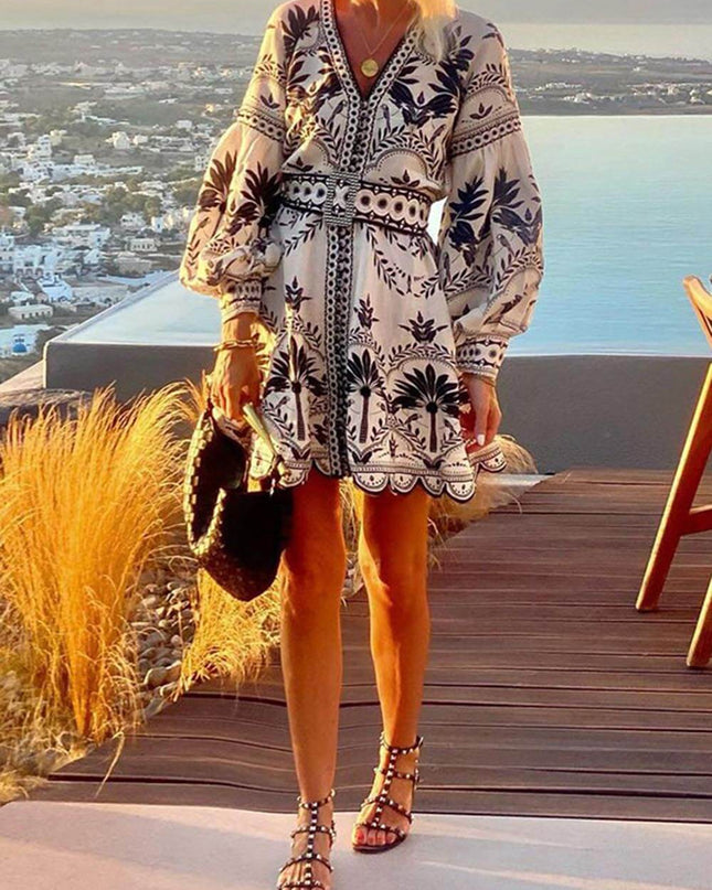 Fashion Printed Beach Loose Mini Dress