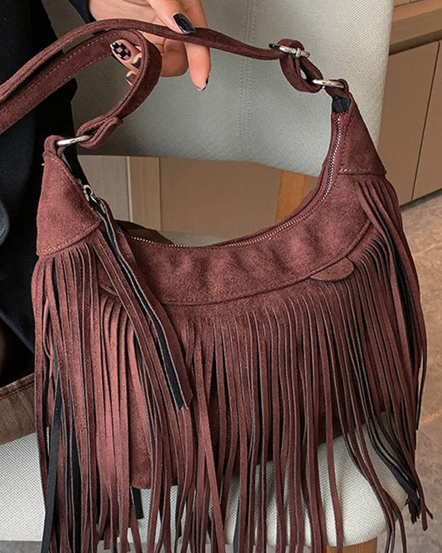 Bohemian Tassel Faux Deerskin Vintage Saddle Bag