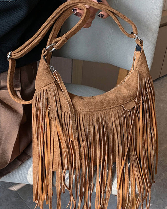 Bohemian Tassel Faux Deerskin Vintage Saddle Bag