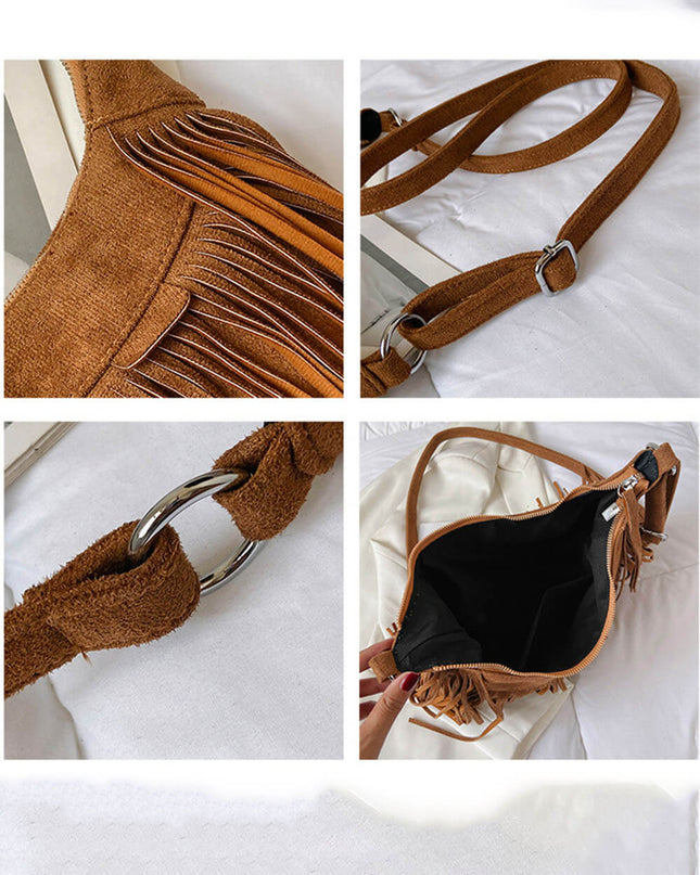 Bohemian Tassel Faux Deerskin Vintage Saddle Bag