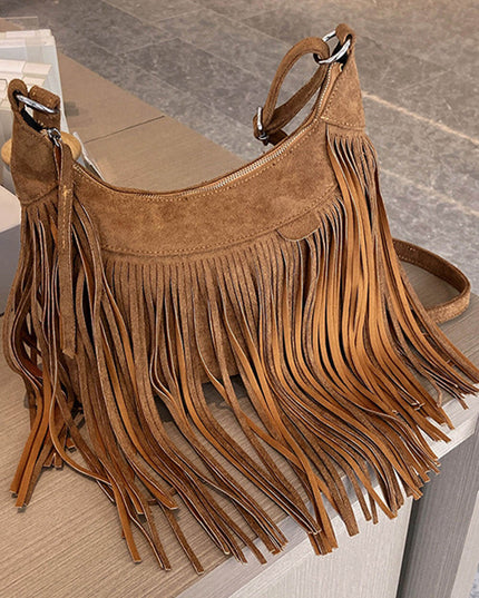 Bohemian Tassel Faux Deerskin Vintage Saddle Bag