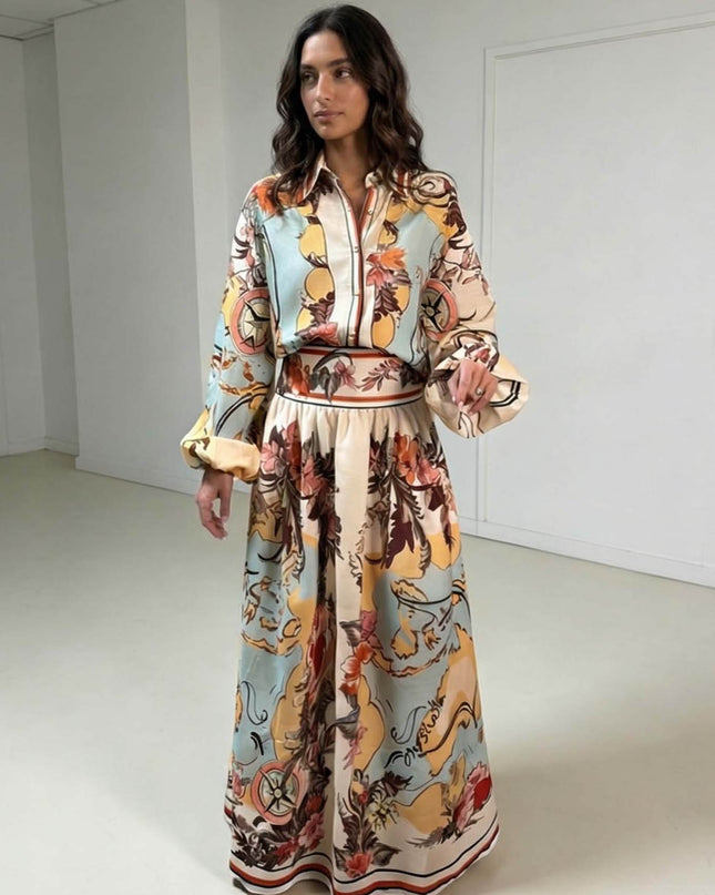 Retro Map Print Two-piece Set