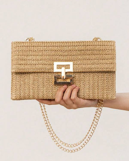 Straw Minimalist Clutch Chain Bag