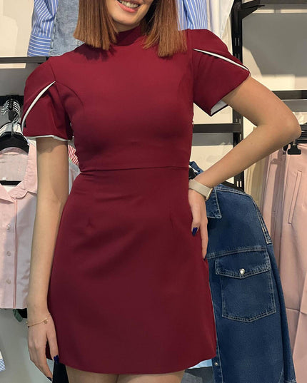 Elegant Sweet Moment Slit Short Sleeve Backless Bow Mini Dress
