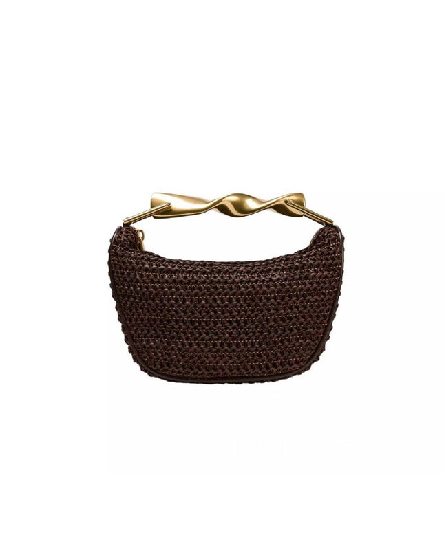 Metal Handle Straw Bag