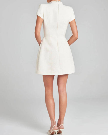 Exquisite And Playful Pearl Trim Pocket Mini Dress