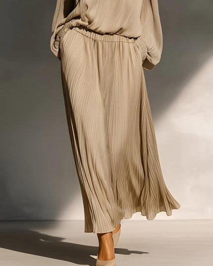 Modern Casual Chiffon High-Neck Ruffled Loose Set