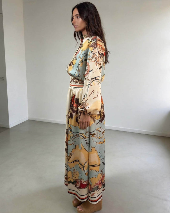 Retro Map Print Two-piece Set