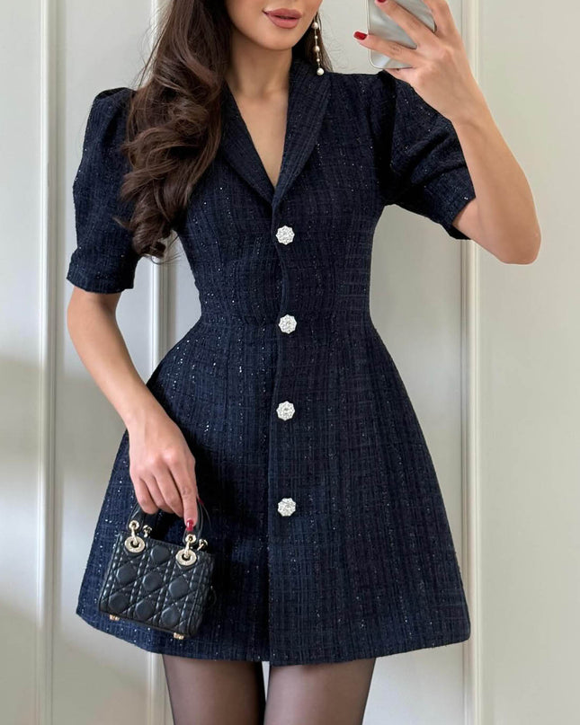 Elegant Tweed Coat-style Mini Dress
