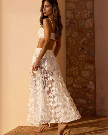 Exquisite Lace Embroidered Skirt Two-piece Set