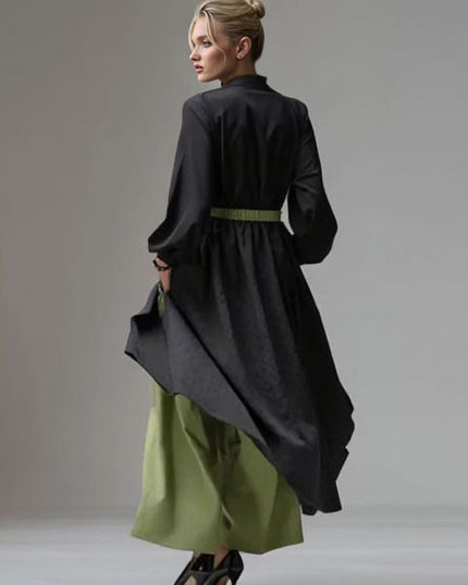 Casual V-neck Wrap-style Long Top Two-piece Set