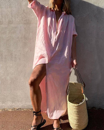 Simple Concept Maxi Shirt Dress