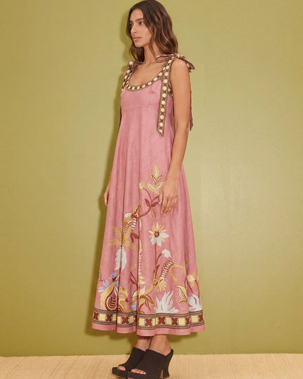 Unique Tropical Lizard Print Maxi Dress