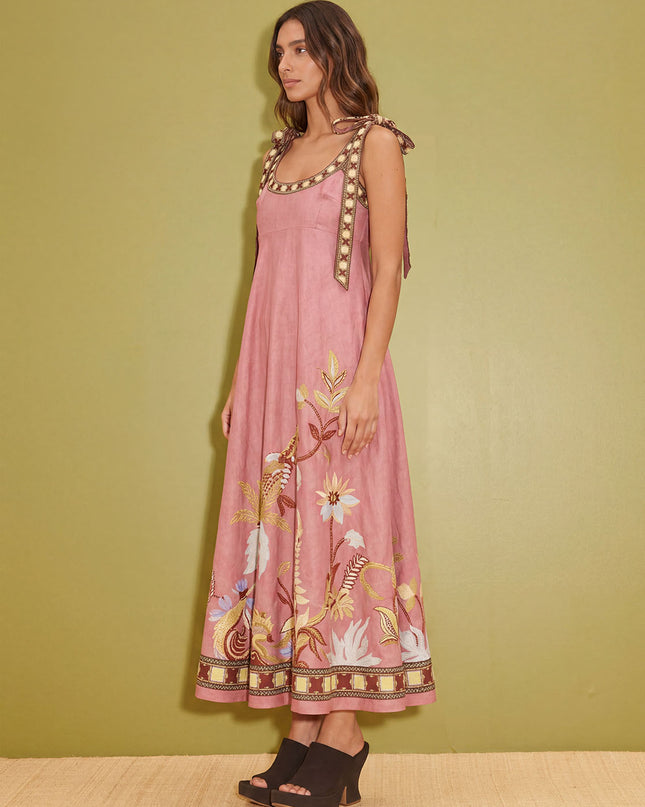 Unique Tropical Lizard Print Maxi Dress