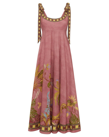 Unique Tropical Lizard Print Maxi Dress