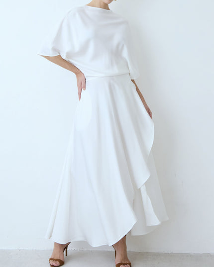 Elegant Satin Flowing Wrap Midi Dress