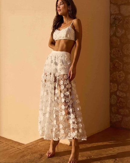 Exquisite Lace Embroidered Skirt Two-piece Set