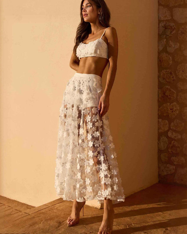 Exquisite Lace Embroidered Skirt Two-piece Set