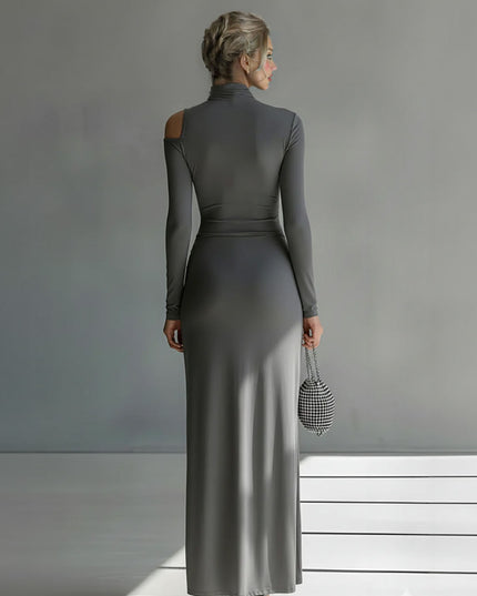 Casual Silky Stretch Pleated Cutout Maxi Dress