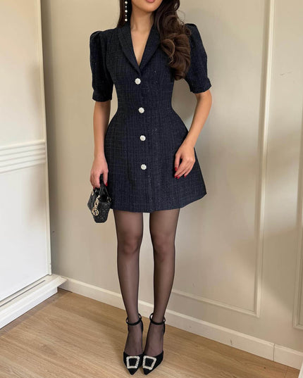 Elegant Tweed Coat-style Mini Dress