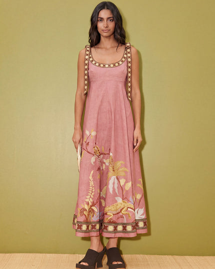 Unique Tropical Lizard Print Maxi Dress