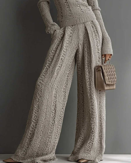 Casual turtleneck sweater and wide-leg pants suit