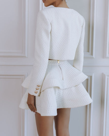 Elegant Textured Short Blazer Set
