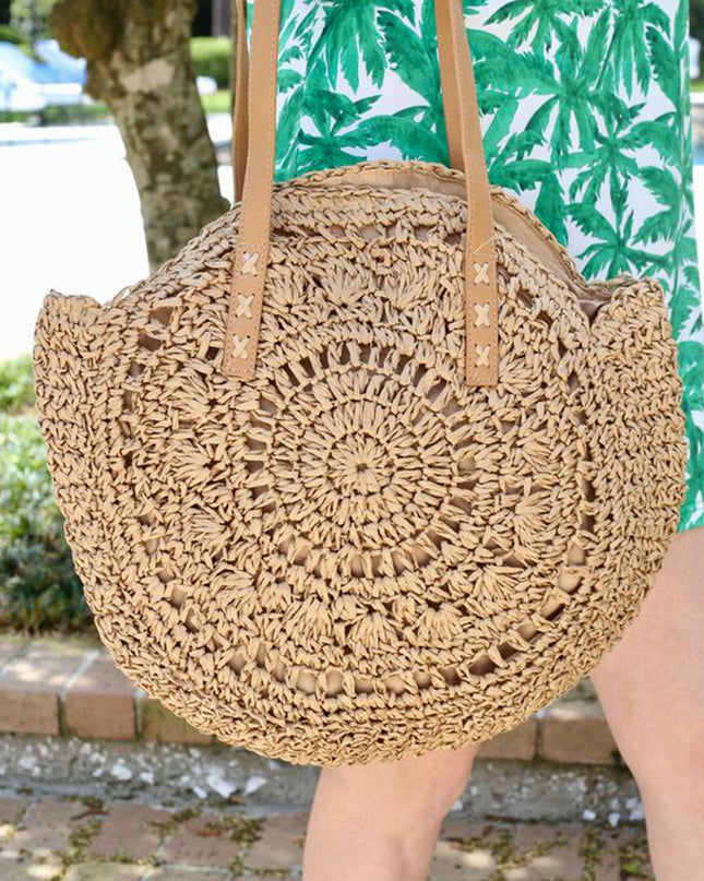 Round Straw Tote Bag