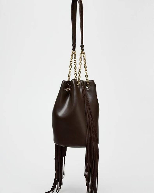 Tassel Design Bucket Bag Shoulder Bag