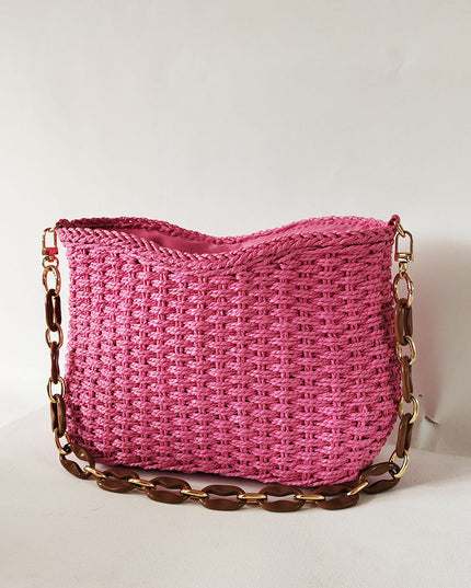 Square Chain Straw Bag