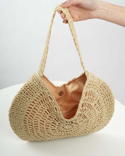 Handmade Straw Circular Hollow Holiday Leisure Shoulder Bag