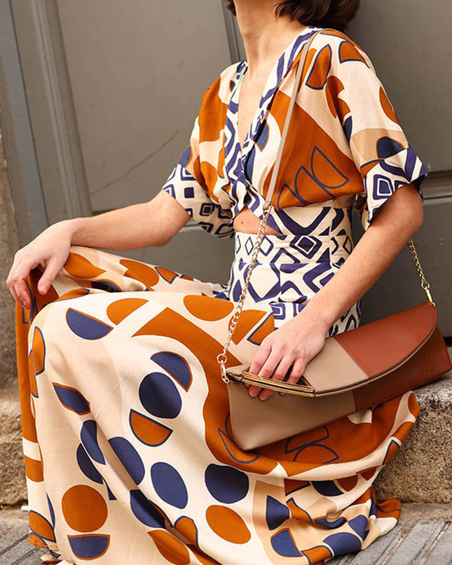 "Retro Geo" Cutout Maxi Dress